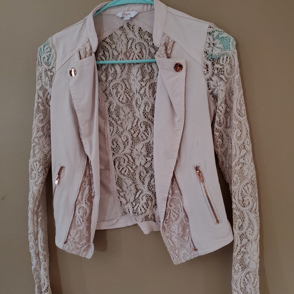 Pastel pink lace jacket